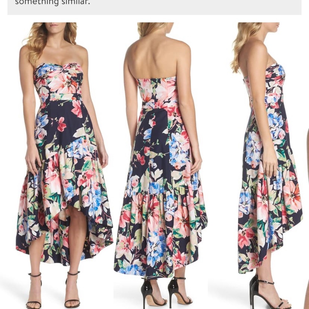 Eliza J hi-lo strapless dress